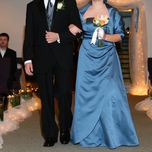 Davids Bridal strapless Bridesmaid dress